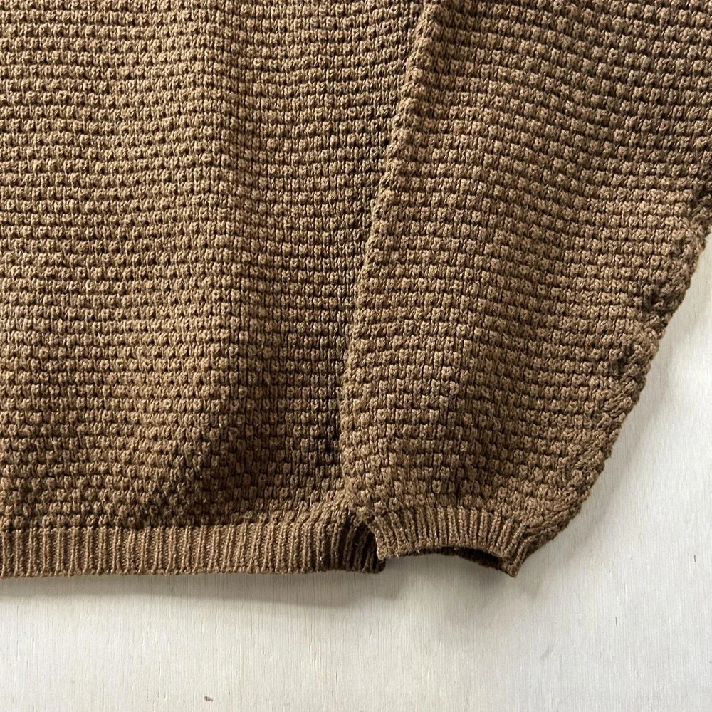Vintage Sweater Womens Large Brown Crew Neck Waffle-Knit Dolman Sleeve Pullover - Picture 2 of 7
